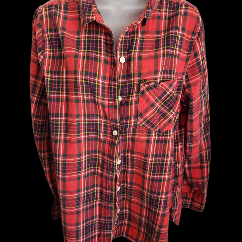 Old Navy Red Tarten Plaid Button Down Shirt